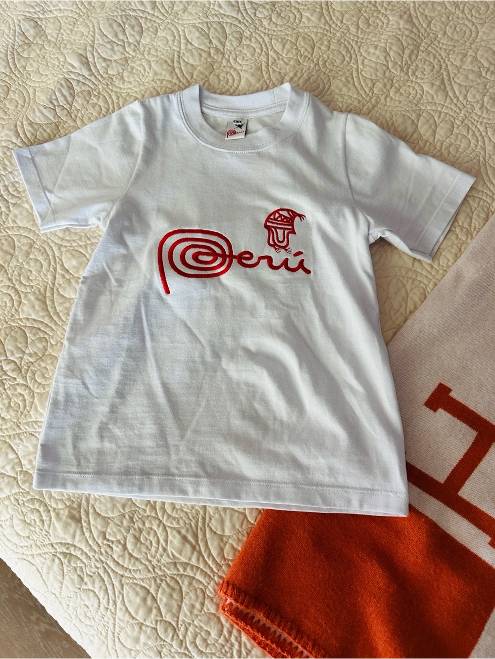 Peru Graphic Kids White T-Shirt with Red Logo